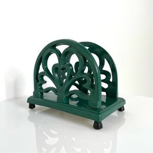 Kelly Green | 1980s **RARE** Cook's Club Cast Iron Enamel Napkin Holder | Clover